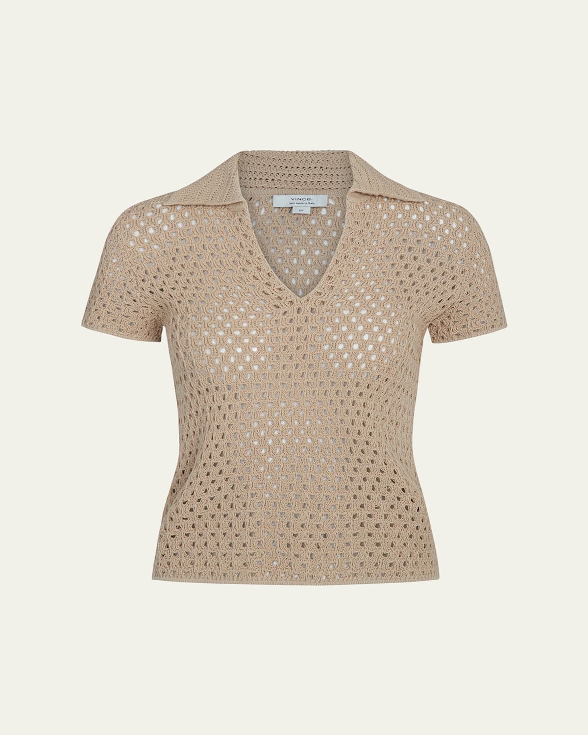 Shop Vince Short-sleeve Macrame Top In Pale Nut