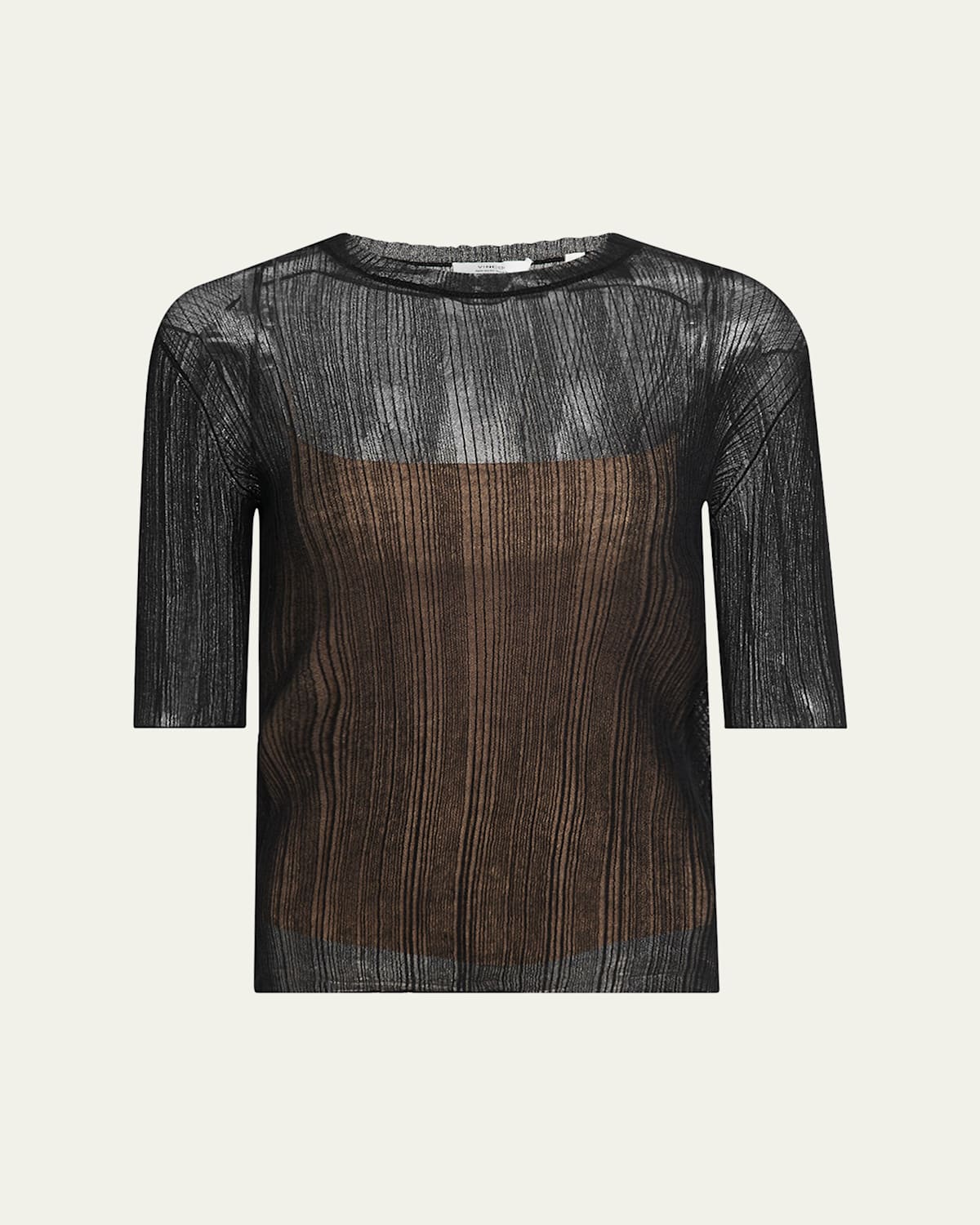 Shop Vince Double-layered Ribbed Elbow-sleeve Top