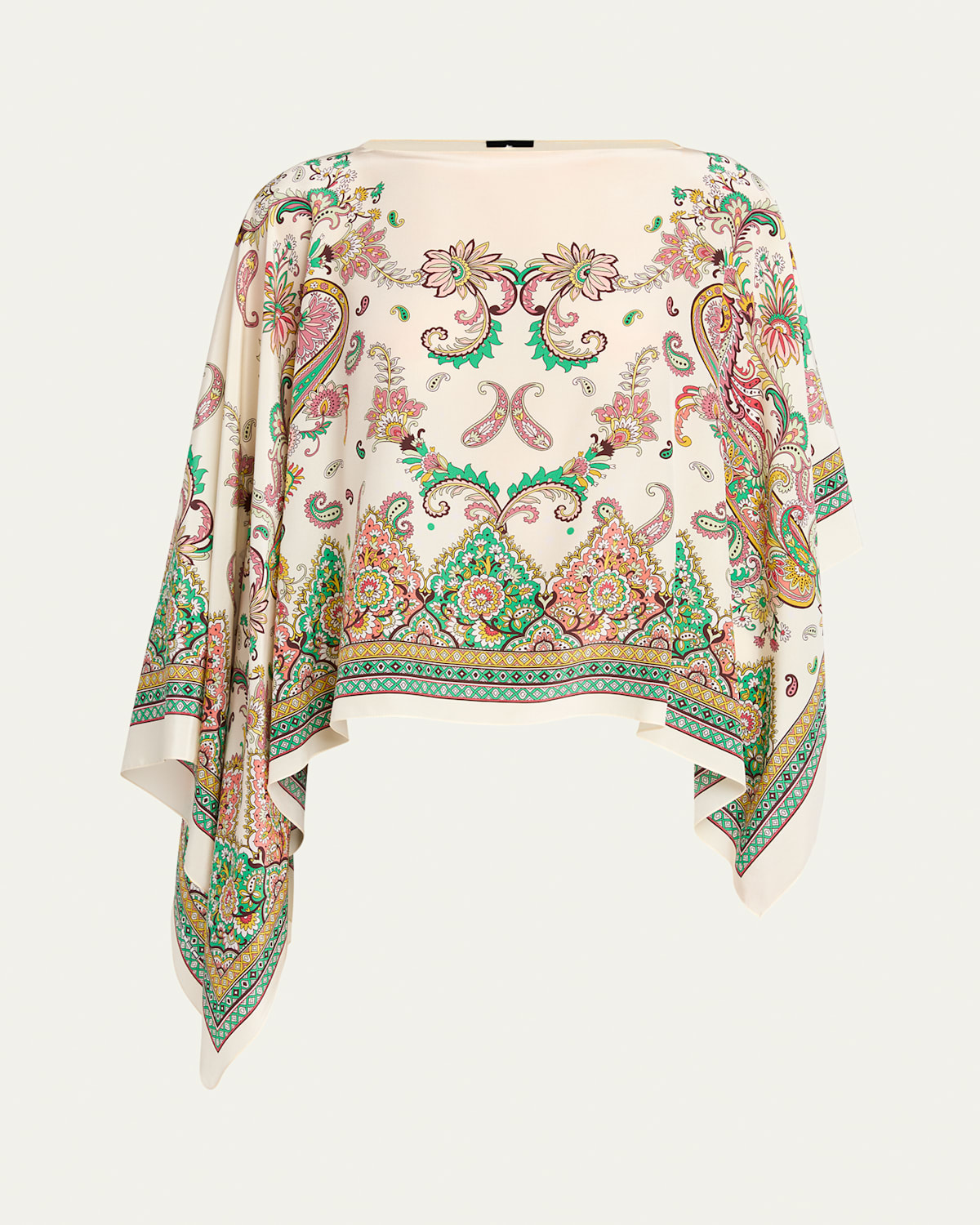 Shop Etro Paisley-print Silk Asymmetric Poncho In Poncho Asimmetrico Woman