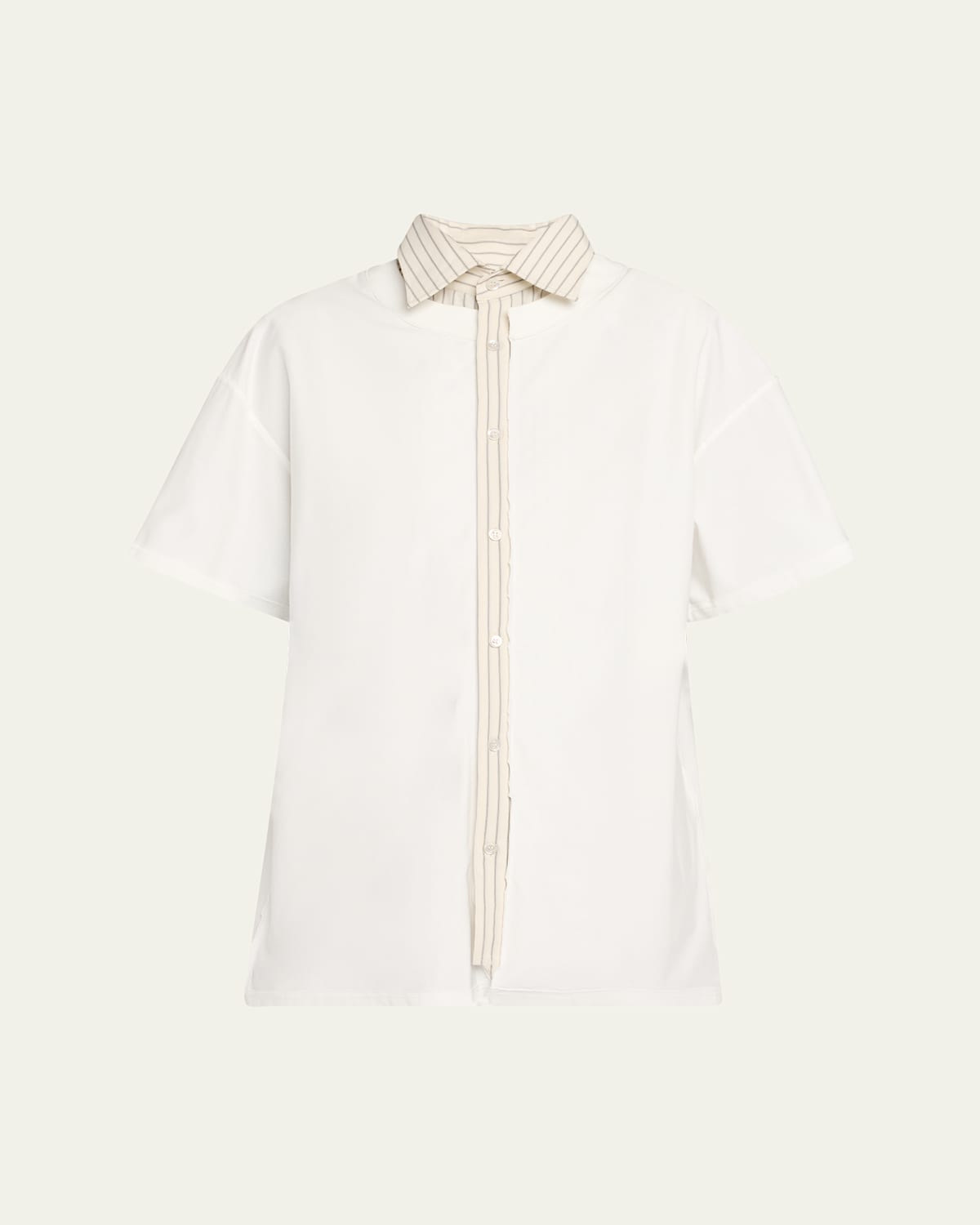 Maison Margiela Short Sleeved Layered Cotton Shirt Clothing