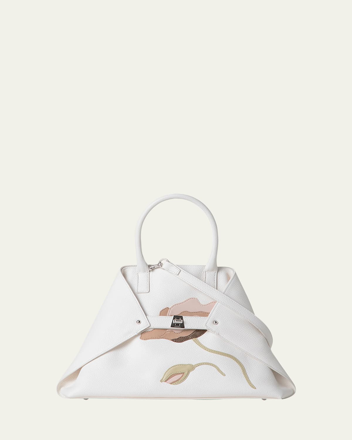 Ai Small Flower Leather Top-Handle Bag