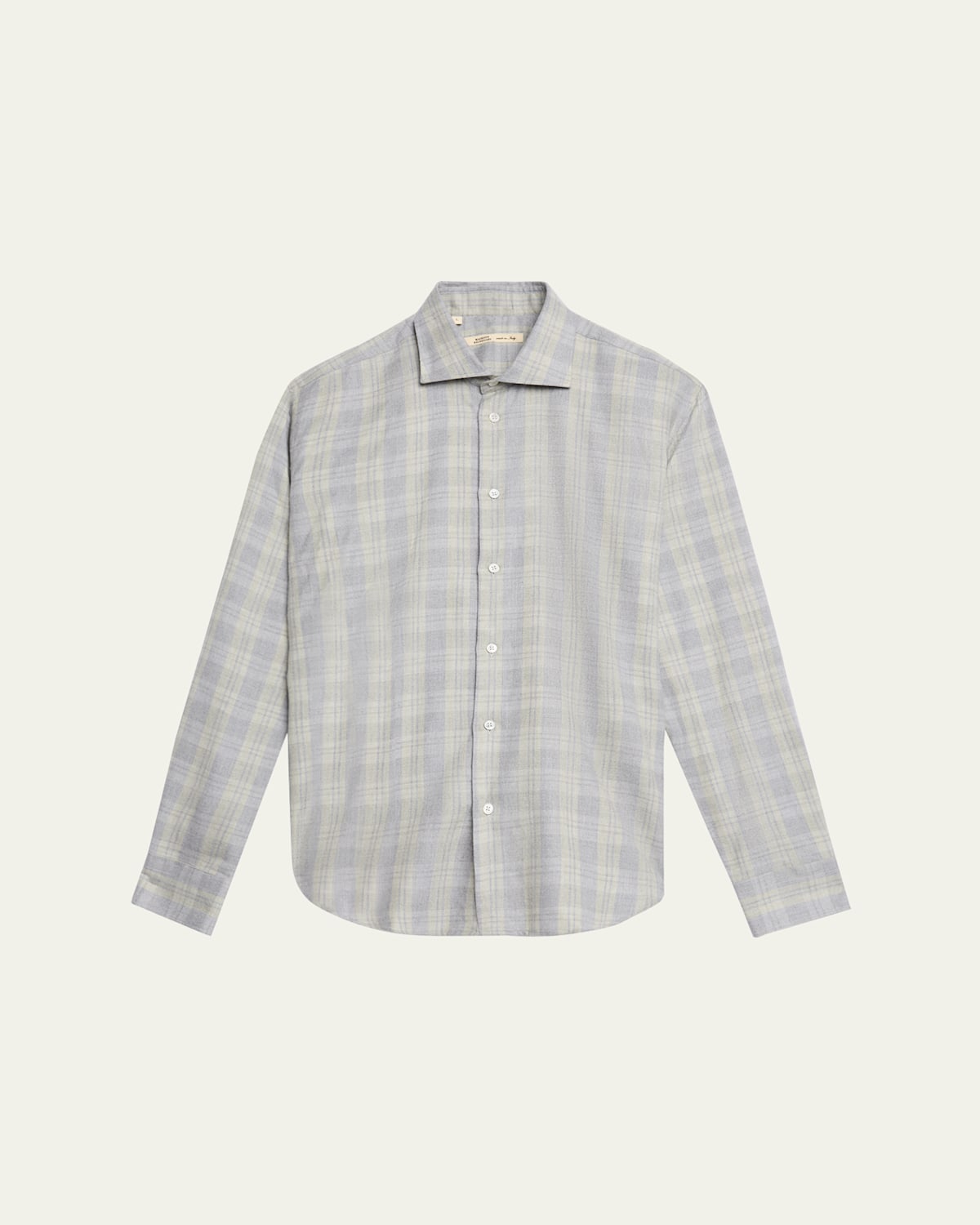 BALDASSARI MEN'S COTTON AND CASHMERE PLAID CASUAL BUTTON-DOWN SHIRT 