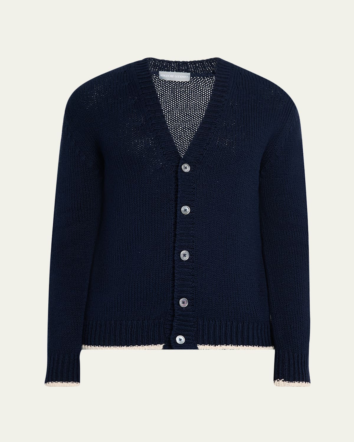 Men's Cotton Contrast-Trim Cardigan