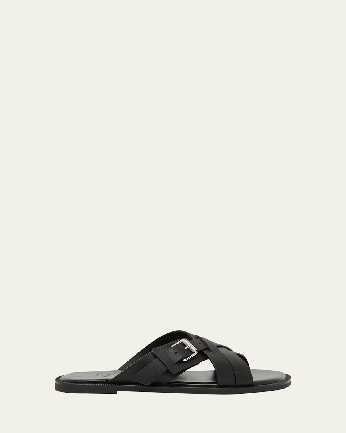 Christian Louboutin Men's Emircross Crisscross Leather Slide Sandals