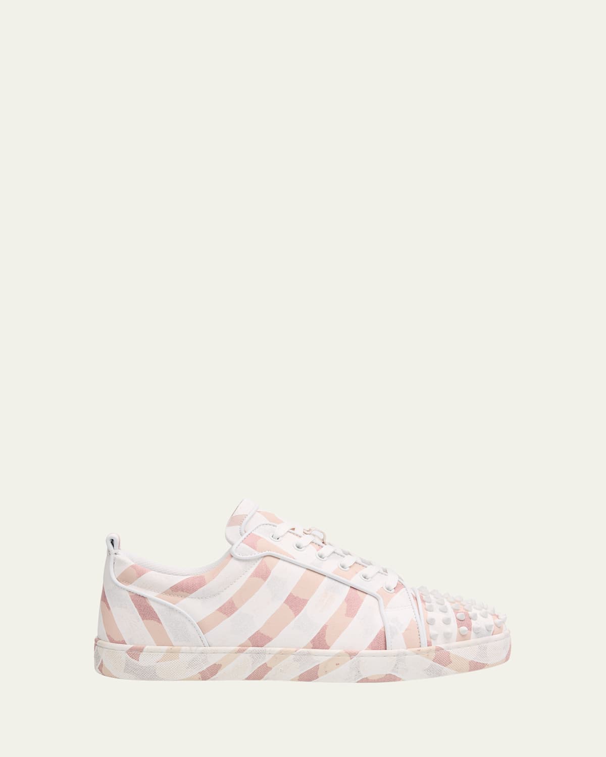 Christian Louboutin Louis Junior Spikes Canvas Sneakers In White