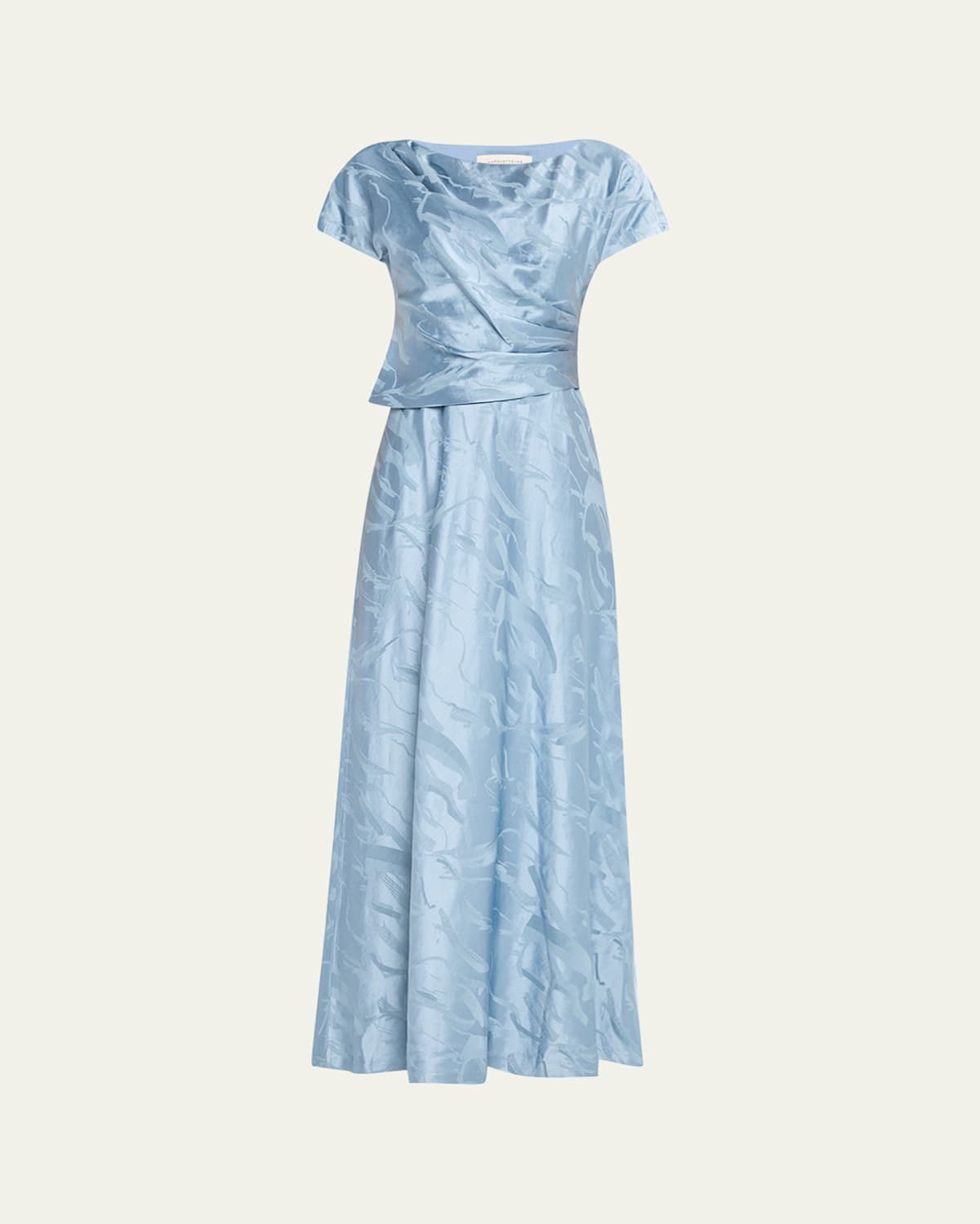 Lafayette 148 Pleated Dolman-sleeve Jacquard Gown
