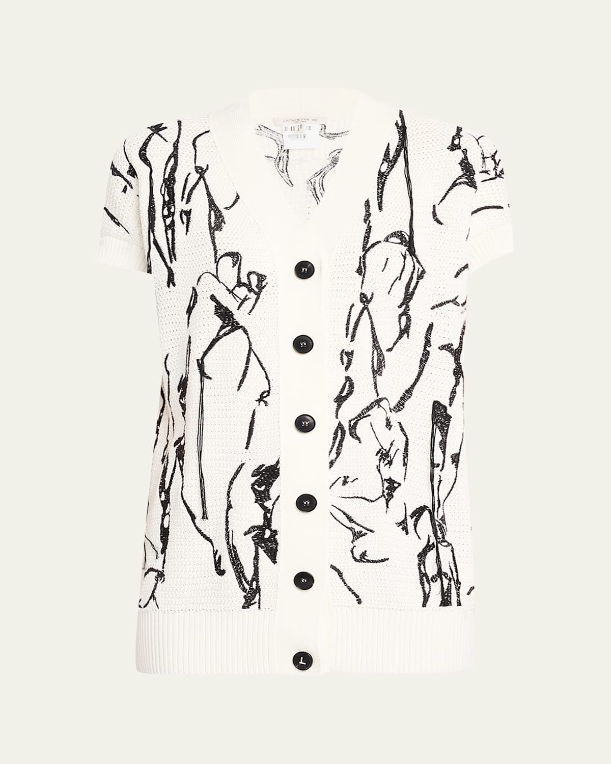 Lafayette 148 Embroidered Button-down Knit Top
