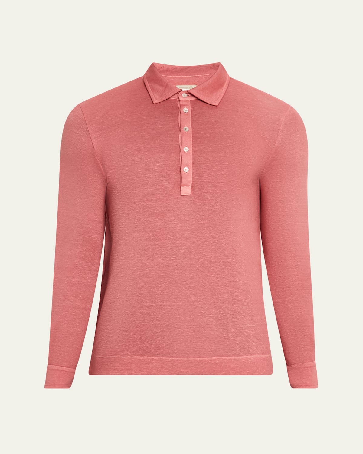 Men's Raya Linen and Cotton Long-Sleeve Polo Shirt