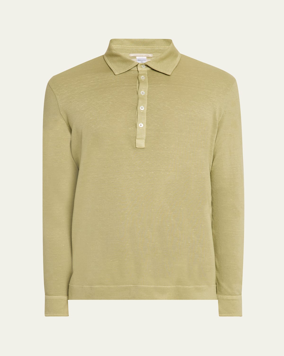 Men's Raya Linen and Cotton Long-Sleeve Polo Shirt