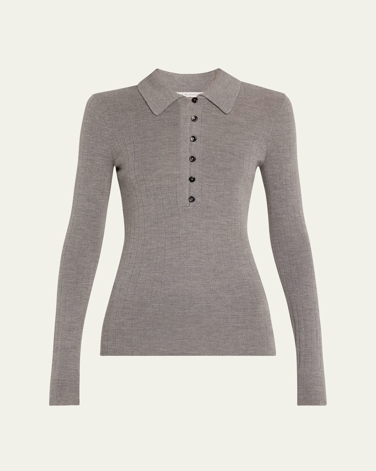 Kissing Placket Polo Merino Wool Top