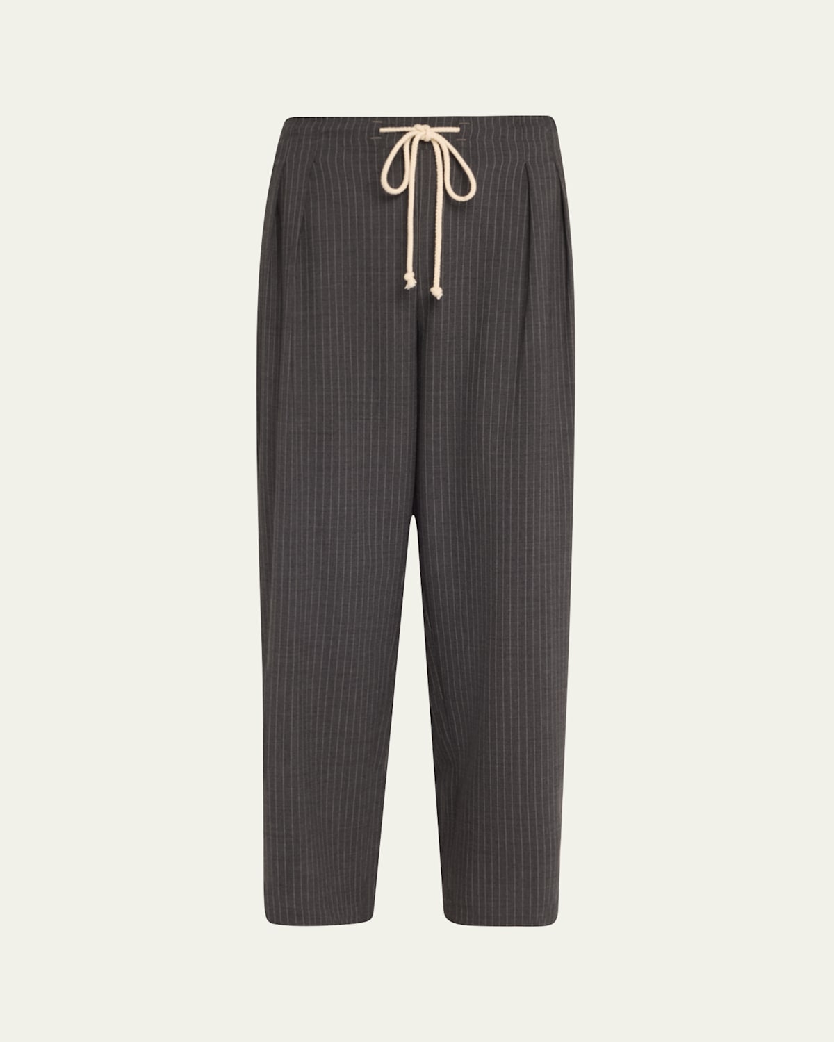 Pinstripe Cosy Drawstring Wool Pants
