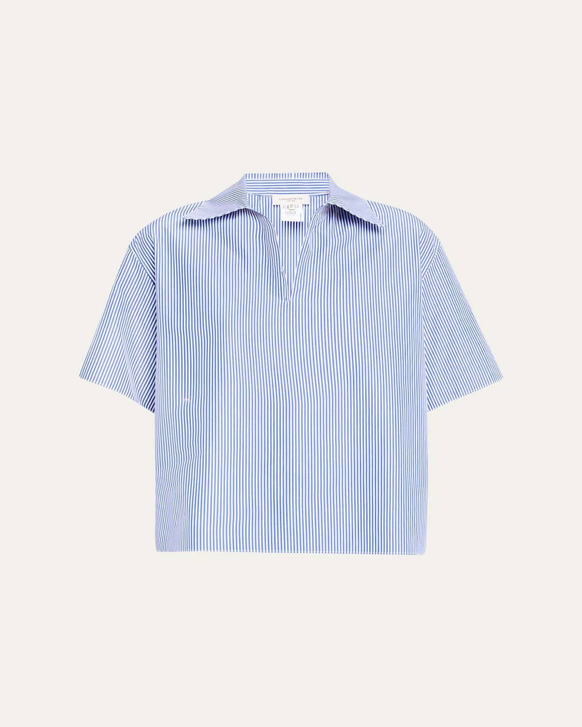 Striped Point-Collar Popover Blouse