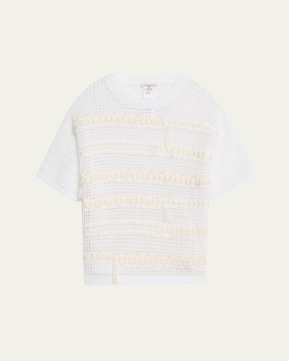 Shop Lafayette 148 Embroidered Mesh-knit Sweater In White