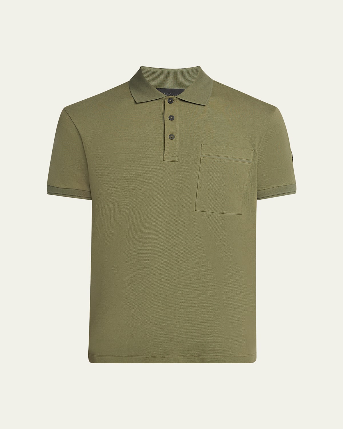 Moncler Men's Cotton Polo Shirt In Medium Green