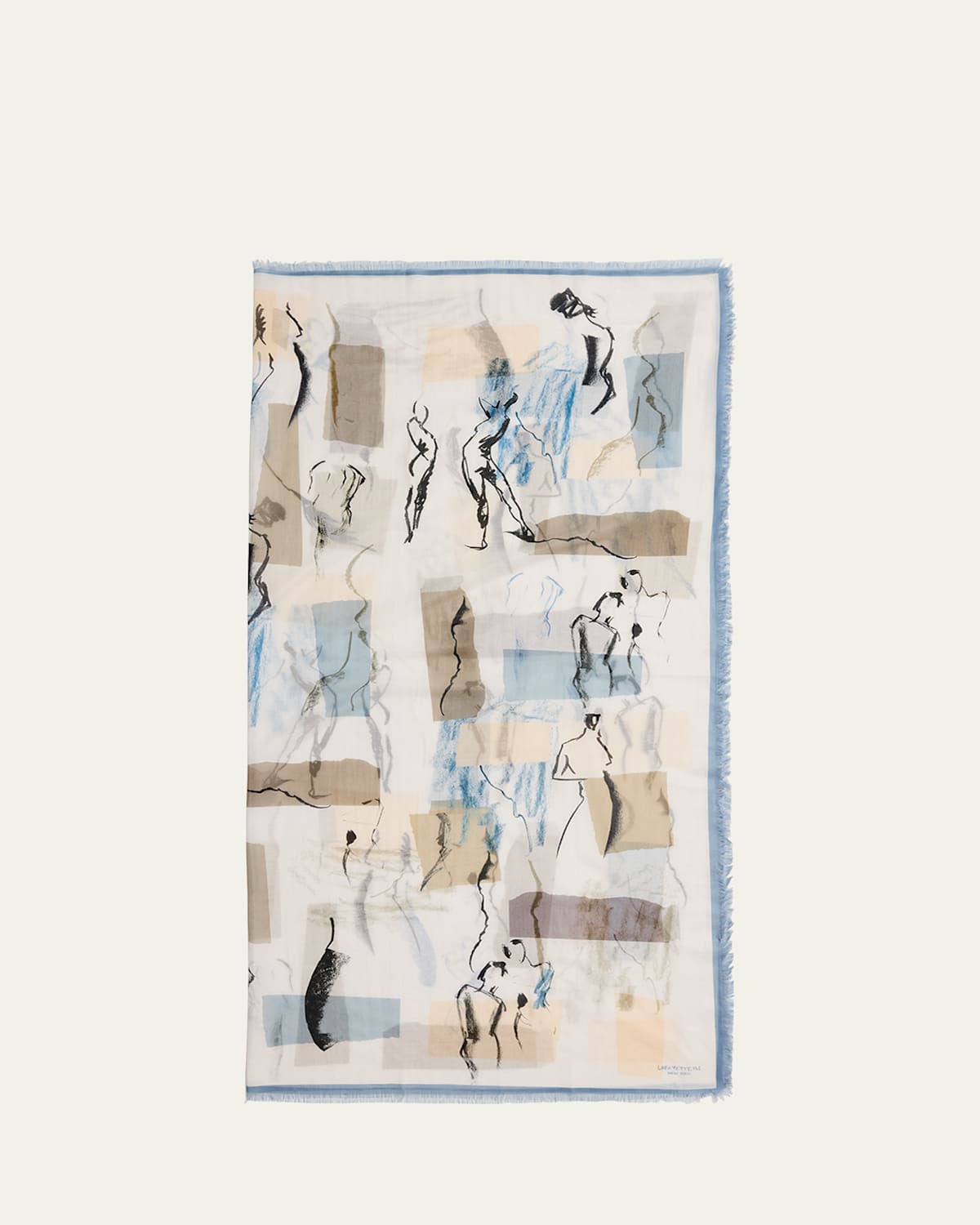Lafayette 148 Fringed Sketchbook-print Square Scarf
