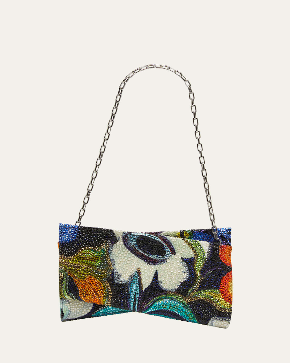 Christian Louboutin Loubitwist Small Clutch Bag In Flower Strass Satin