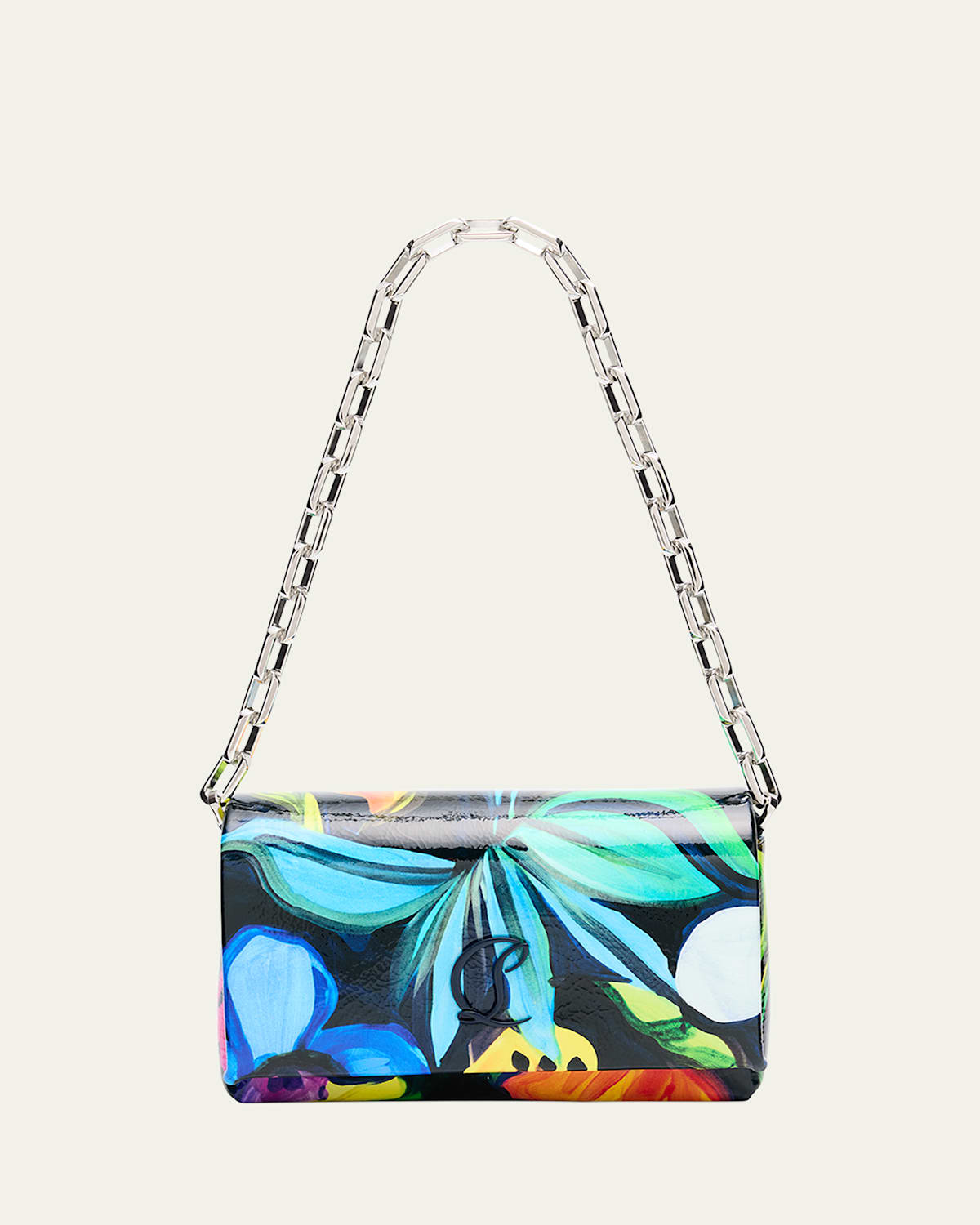 Loubi54 Small Shoulder Bag in Flower Strass Naplak Leather