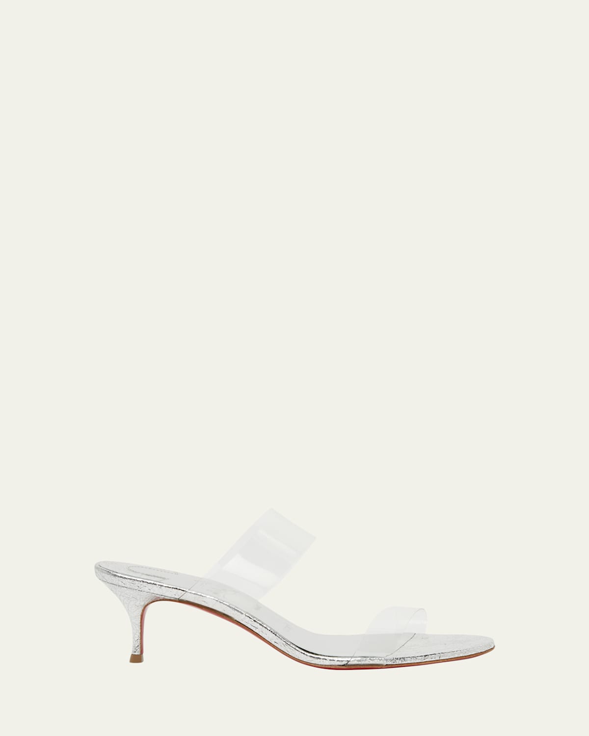 CHRISTIAN LOUBOUTIN JUST NOTHING CLEAR RED SOLE SLIDE SANDALS 