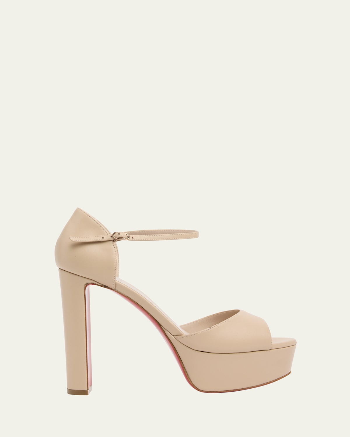 Christian Louboutin Sandaloo Leather Red Sole Platform Sandals In Neutral
