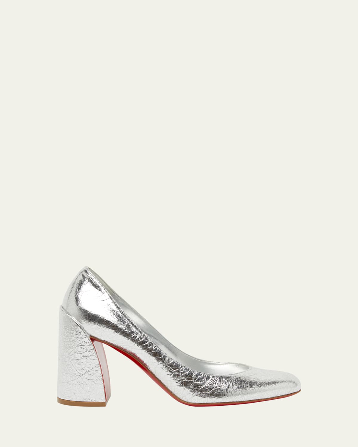 Christian Louboutin Miss Sab Crinkled Calf Leather Pumps 85 In Silver