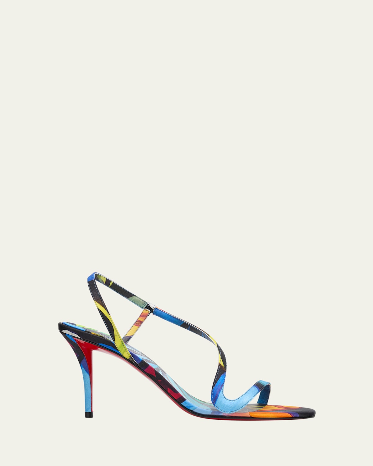 Christian Louboutin Rosa Z Multi Silk Red Sole Sandals