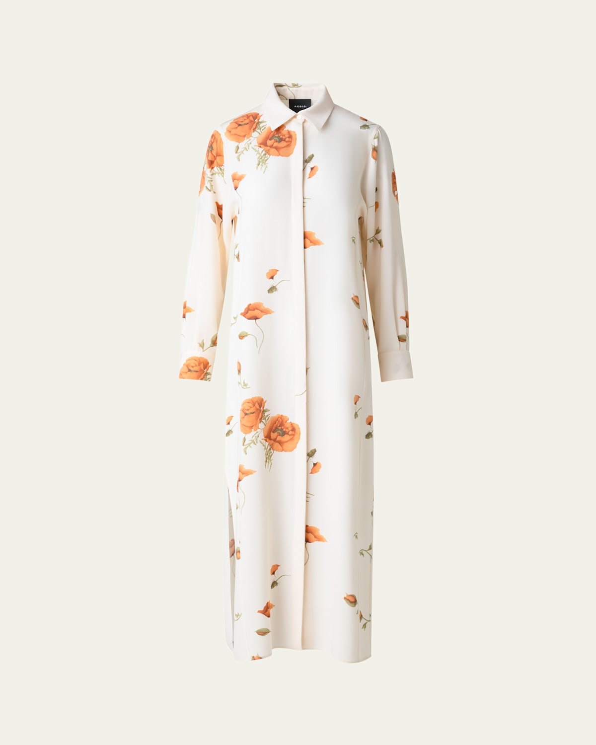 Akris Anemone Print Silk Crepe Midi Tunic Dress In Multi