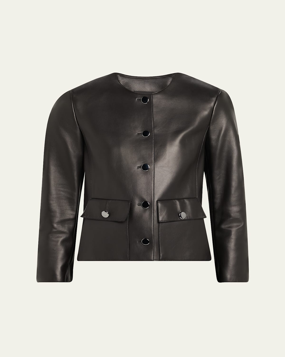 Akris Lamb Nappa Leather Collarless Jacke†