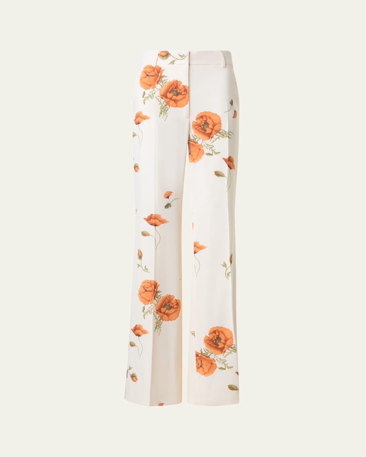 Akris Florine Anemone Print Wide Leg Silk Crepe Pants In Multi