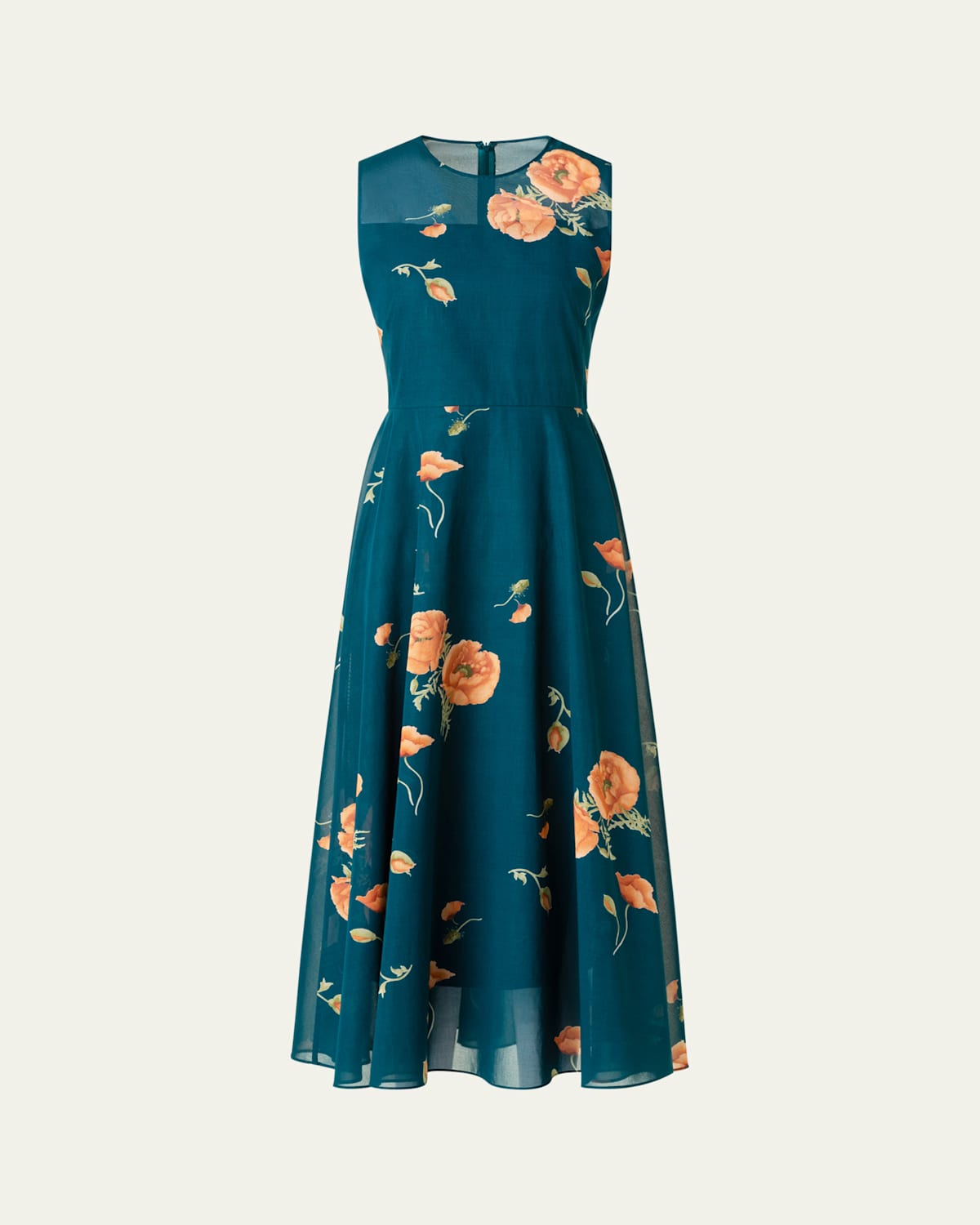 Akris Anemone Print Belted Fit-and-flare Voile Dress
