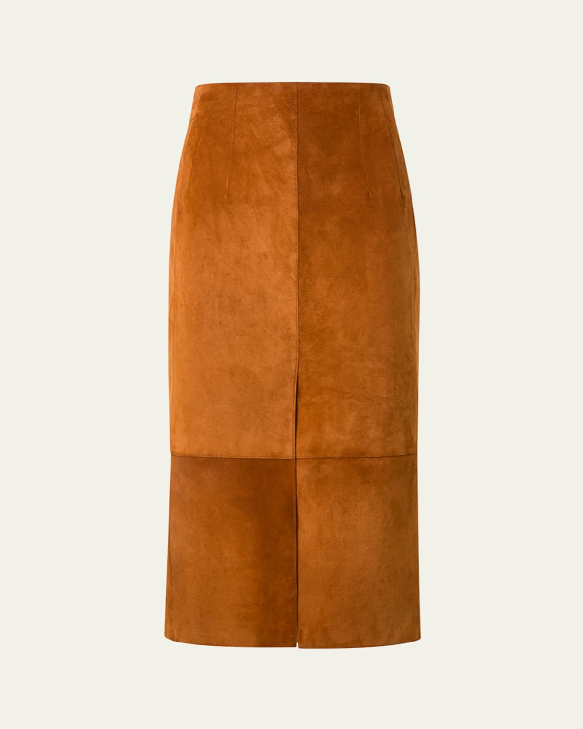 Akris Lamb Suede Slit Midi Pencil Skirt