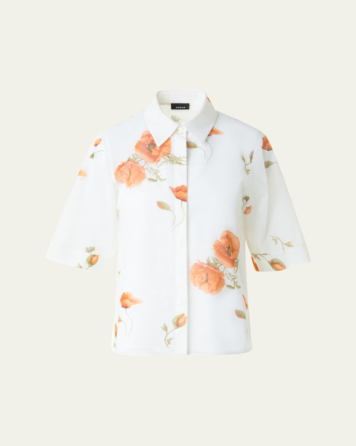 Akris Anemone Print Cotton Voile Blouse