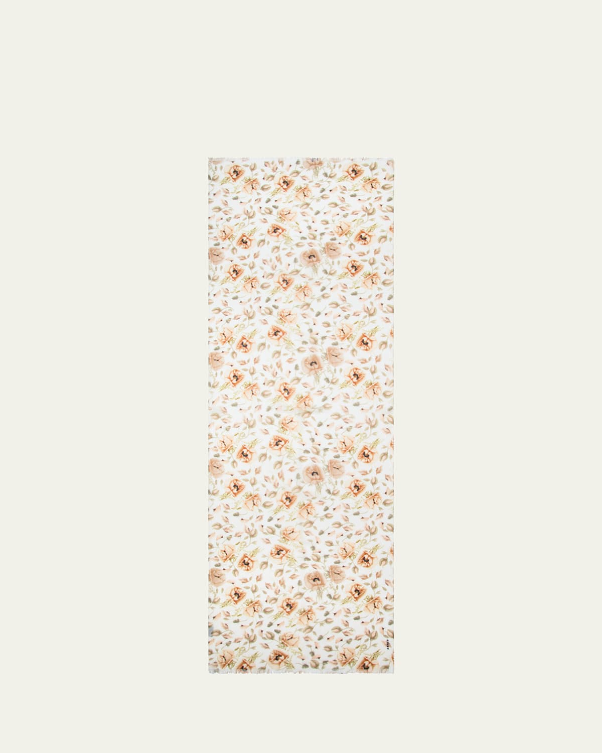 Anemone Print Fringe Cashmere Scarf