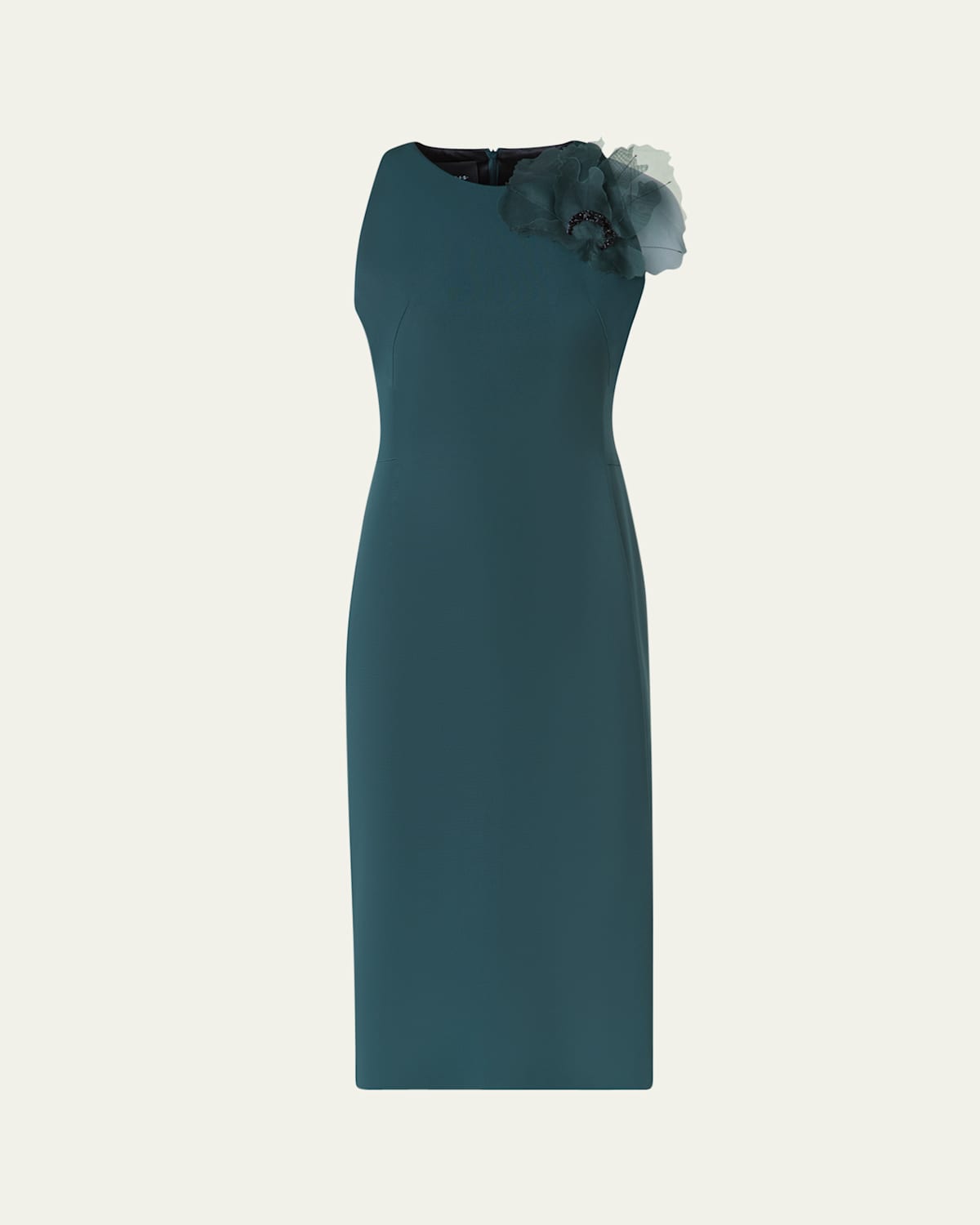 3D Anemone Flower Silk Crepe Sheath Dress