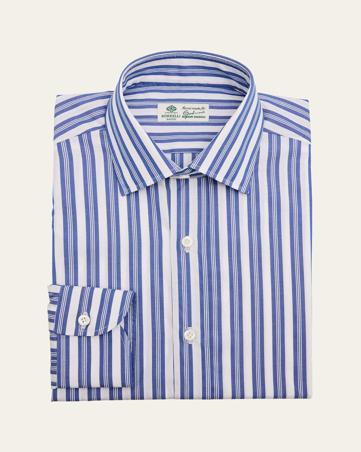 Men's Cotton Multi-Stripe Point Collar Dress Shirt