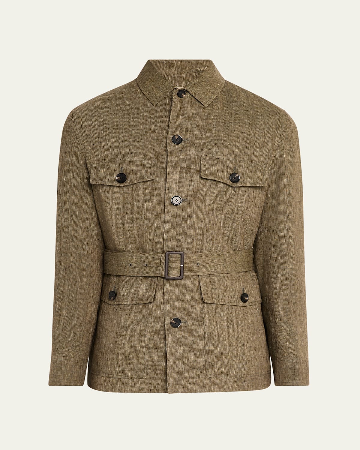 Loro Piana Men's Edmore Linen Field Jacket In Brown