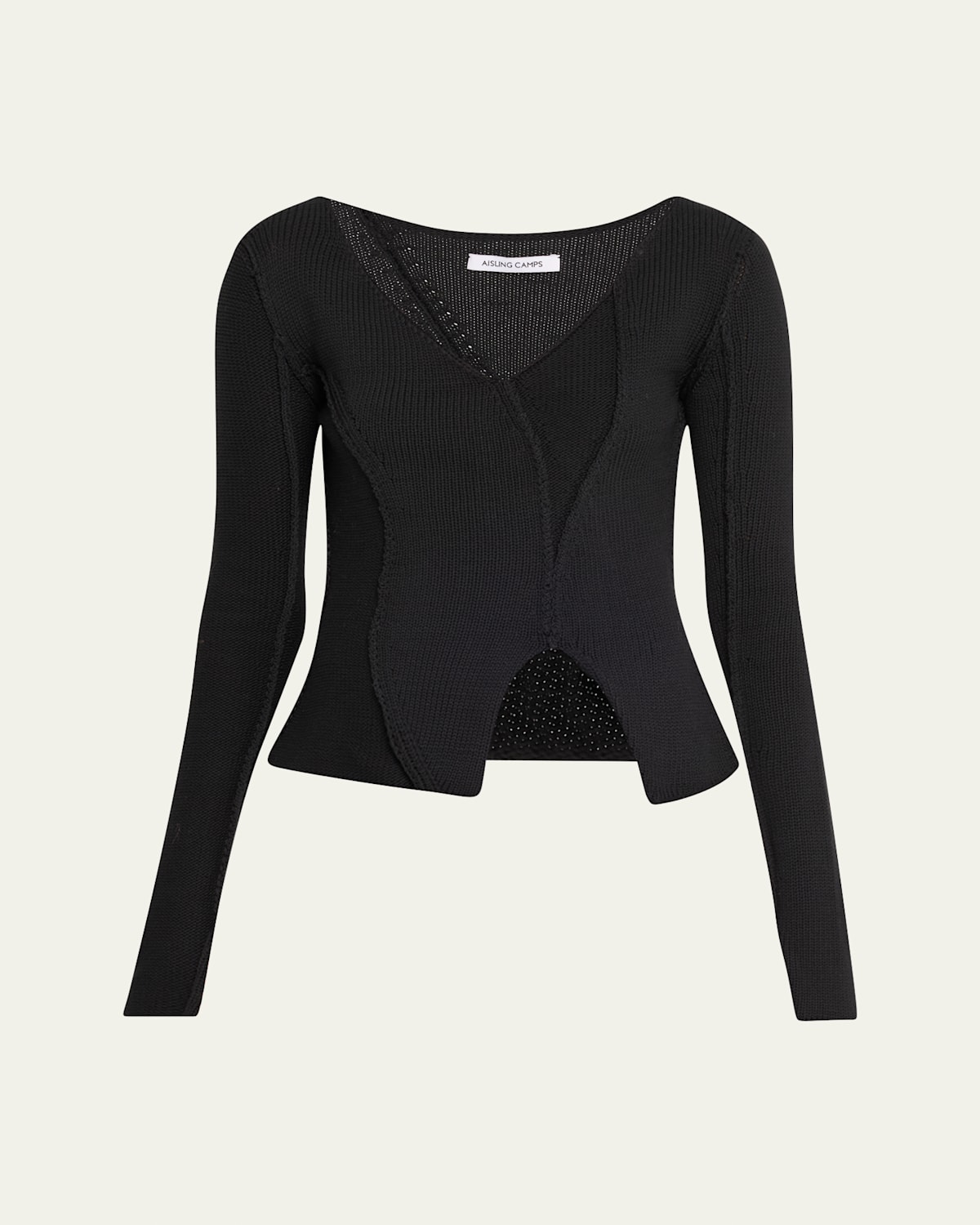 Aisling Camps Eddy V-neck Exposed Seam Sweater In Black