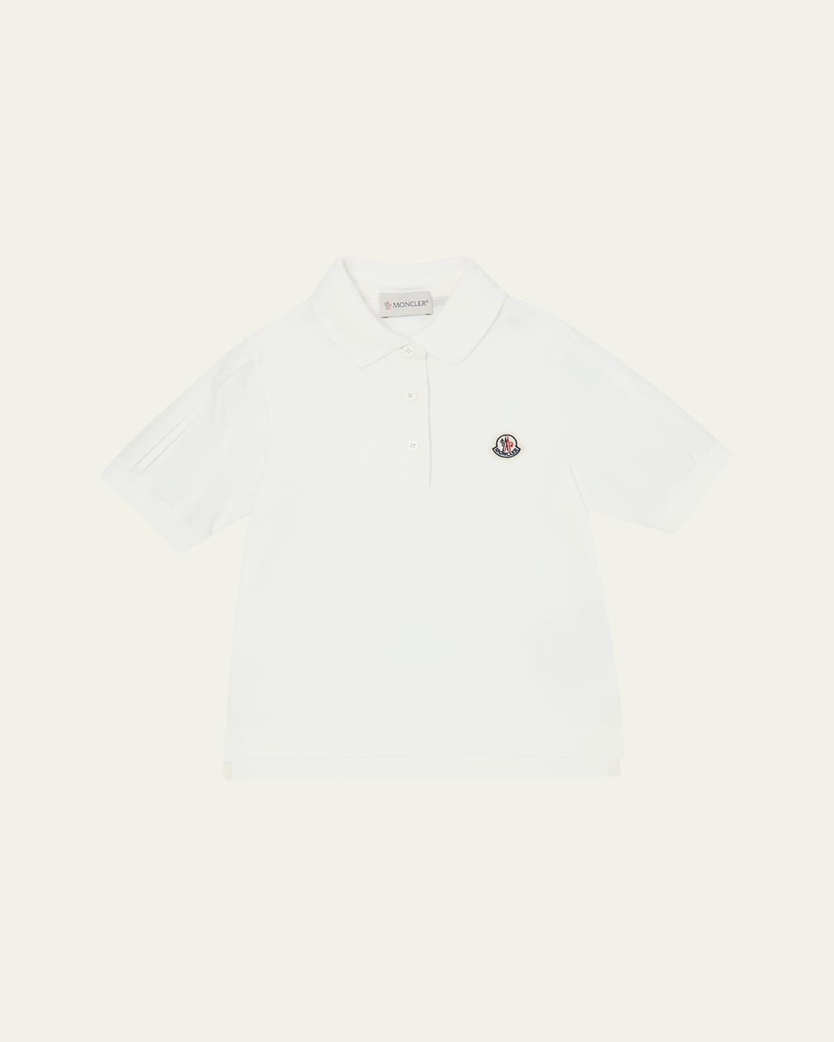 Moncler Boy's Polo Shirt W/ Logo Patch In White