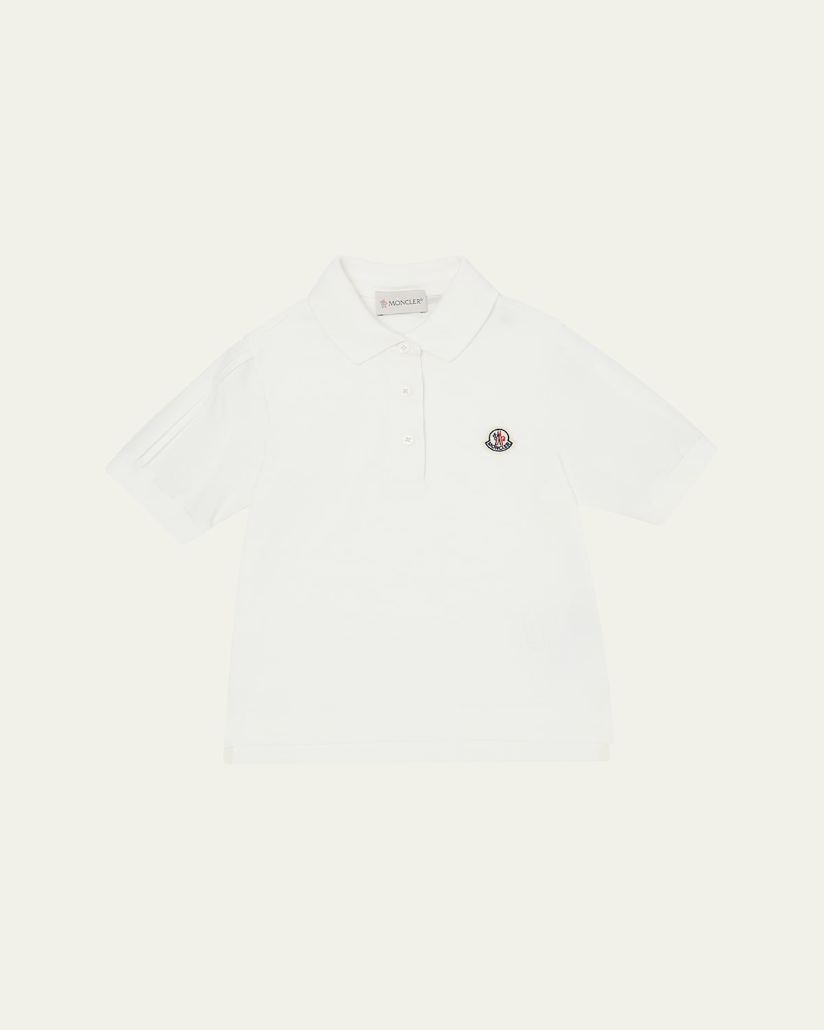 Moncler Boy's Polo Shirt W/ Logo Patch In White