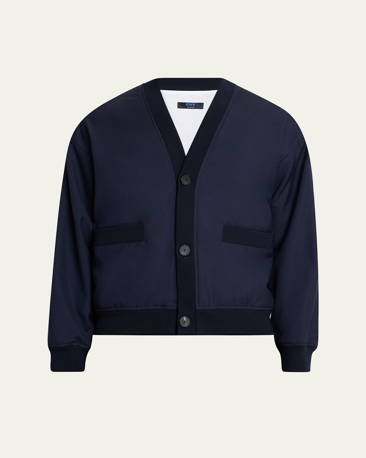 Knt Men's Wool Blouson Jacket In Navy