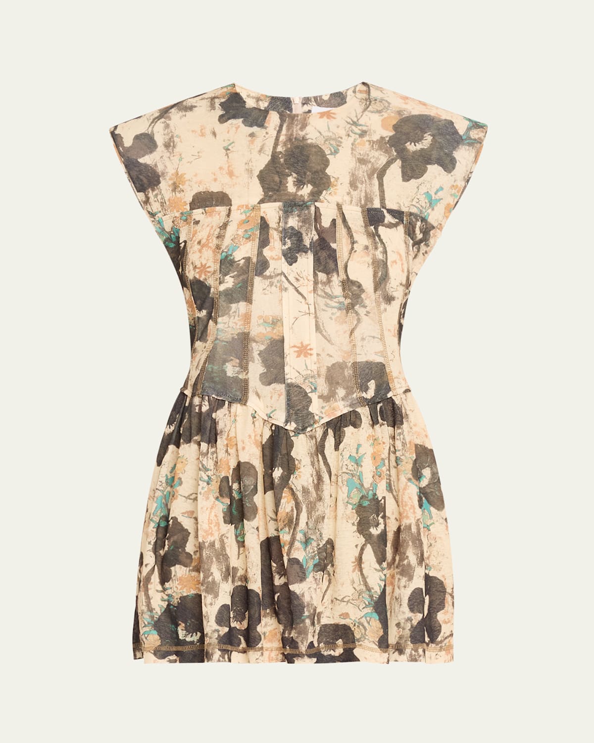Ganni Marl Mesh Corset Mini Dress In Afterglow In Afterglow