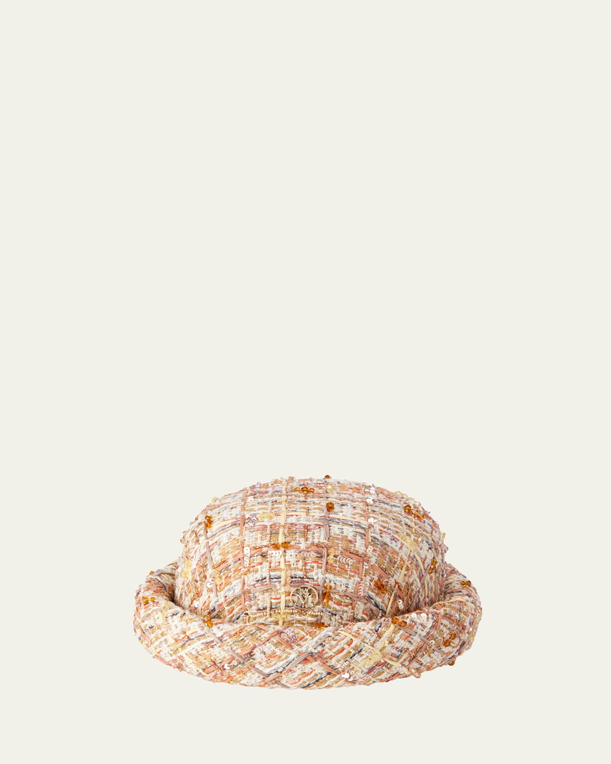 Maison Michel Reese Beaded Embroidered Tweed Hat In Multi