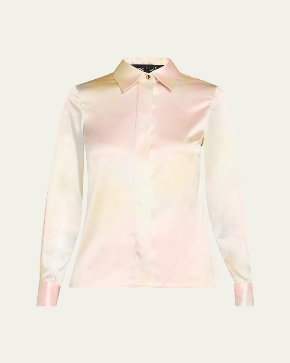 Watercolor Button-Down Silk Blouse