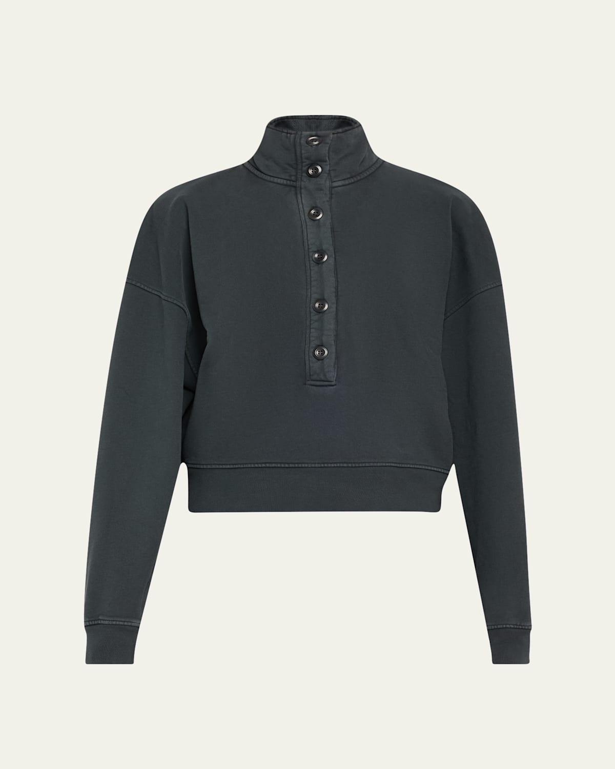 Citizen Of Humanity Mirelle Buttoned Pullover Sweatshirt In Charcoal