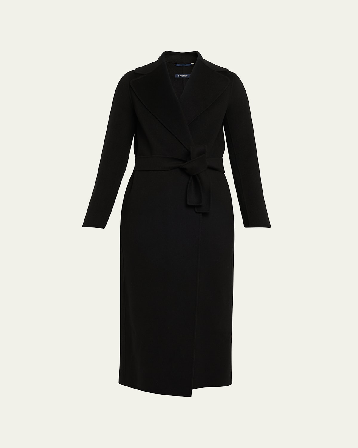 Max Mara Poldo Wool Long Wrap Coat In Black
