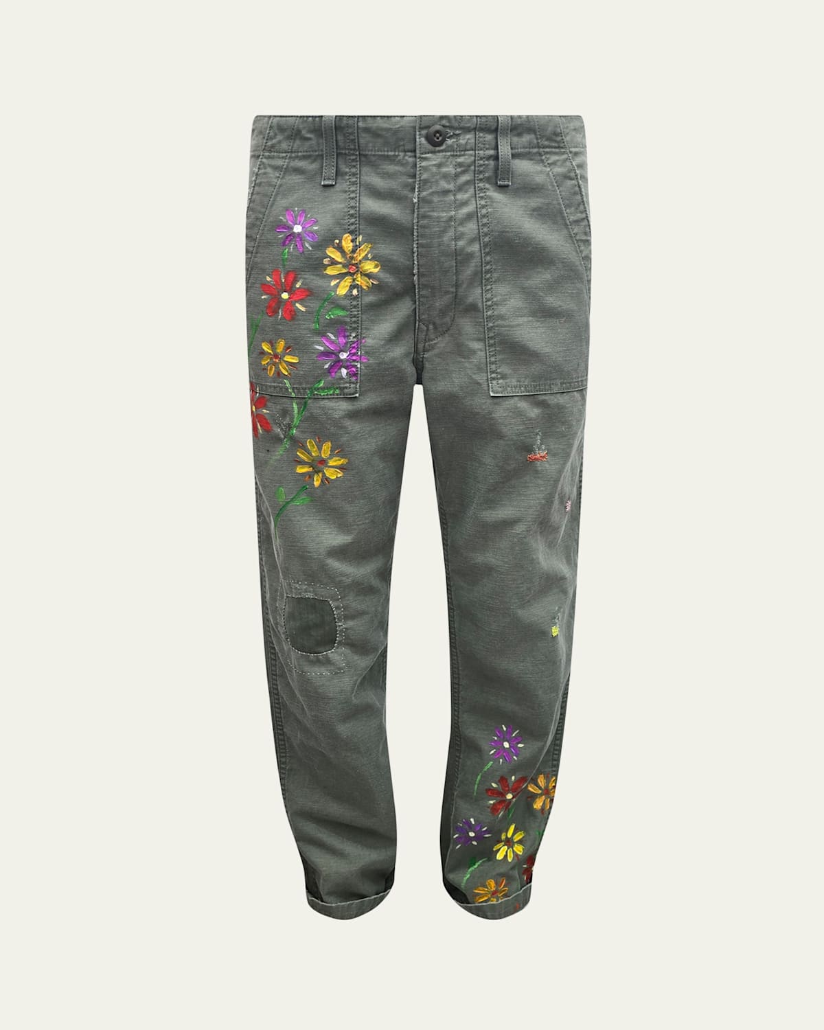 Cout De La Liberte Men's Floral Rigid Twill Military Pants