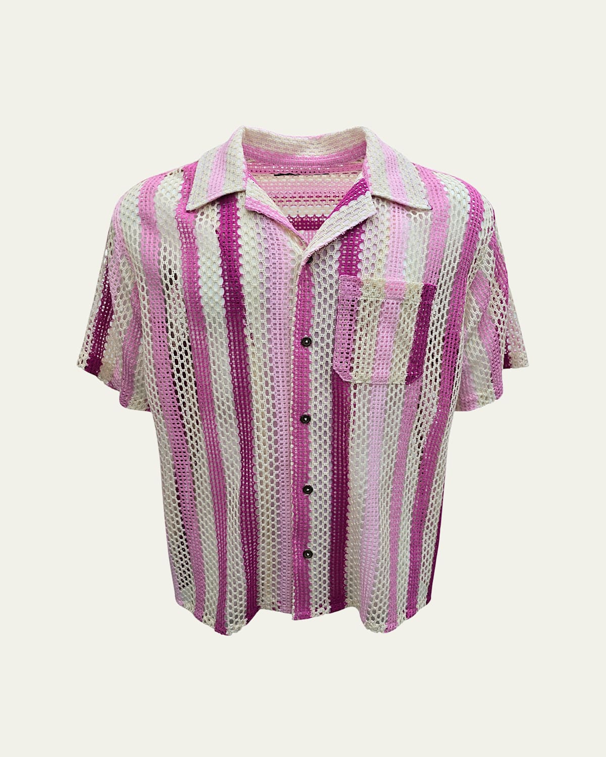 Cout De La Liberte Men's Vincent Striped Mesh Camp Shirt