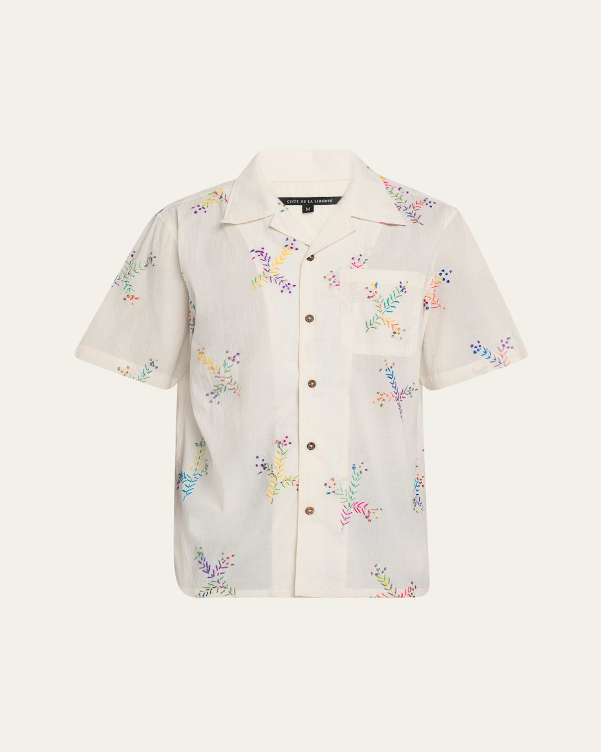 Cout De La Liberte Men's Robbie Embroidered Bowling Shirt