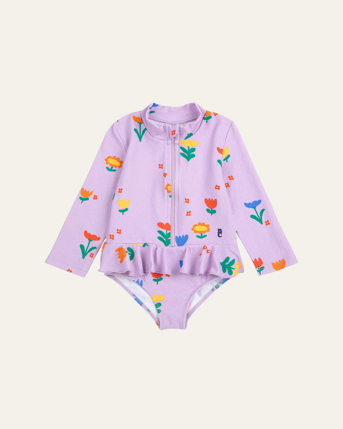 BOBO CHOSES GIRL'S GARDY PARTY RASHGUARD ONE-PIECE SWIMSUIT