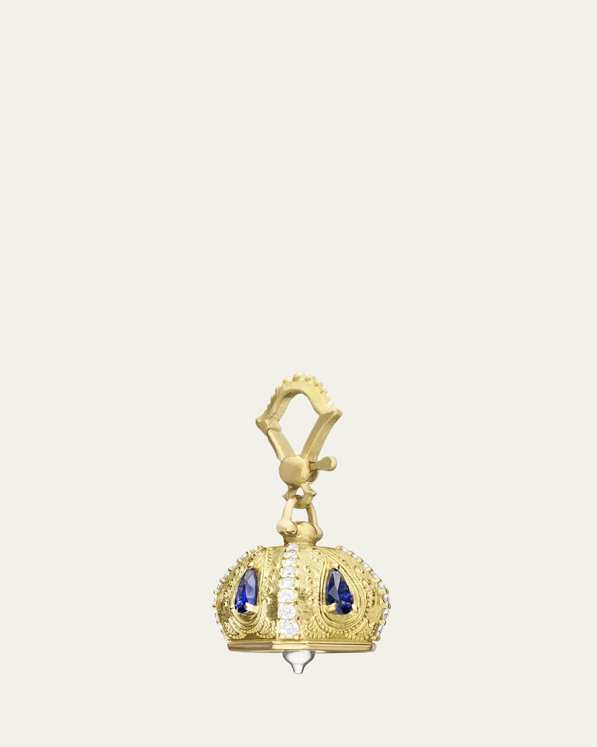 18K Yellow Gold Raja Diamond and Sapphire Meditation Bell