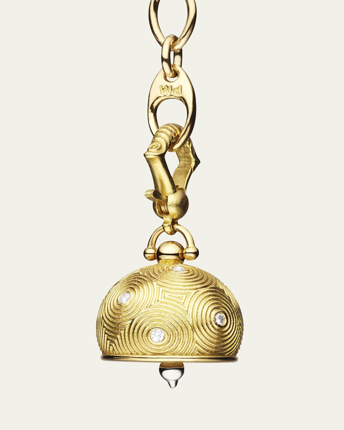 Paul Morelli 18K Yellow Gold Droplet Diamond Meditation Bell Pendant